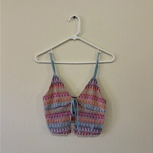 H&M Multicolor Wave Tie-Front Tank Top